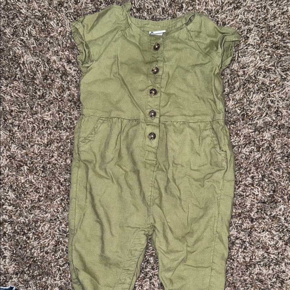 Old Navy Kids Green Button-Front Romper